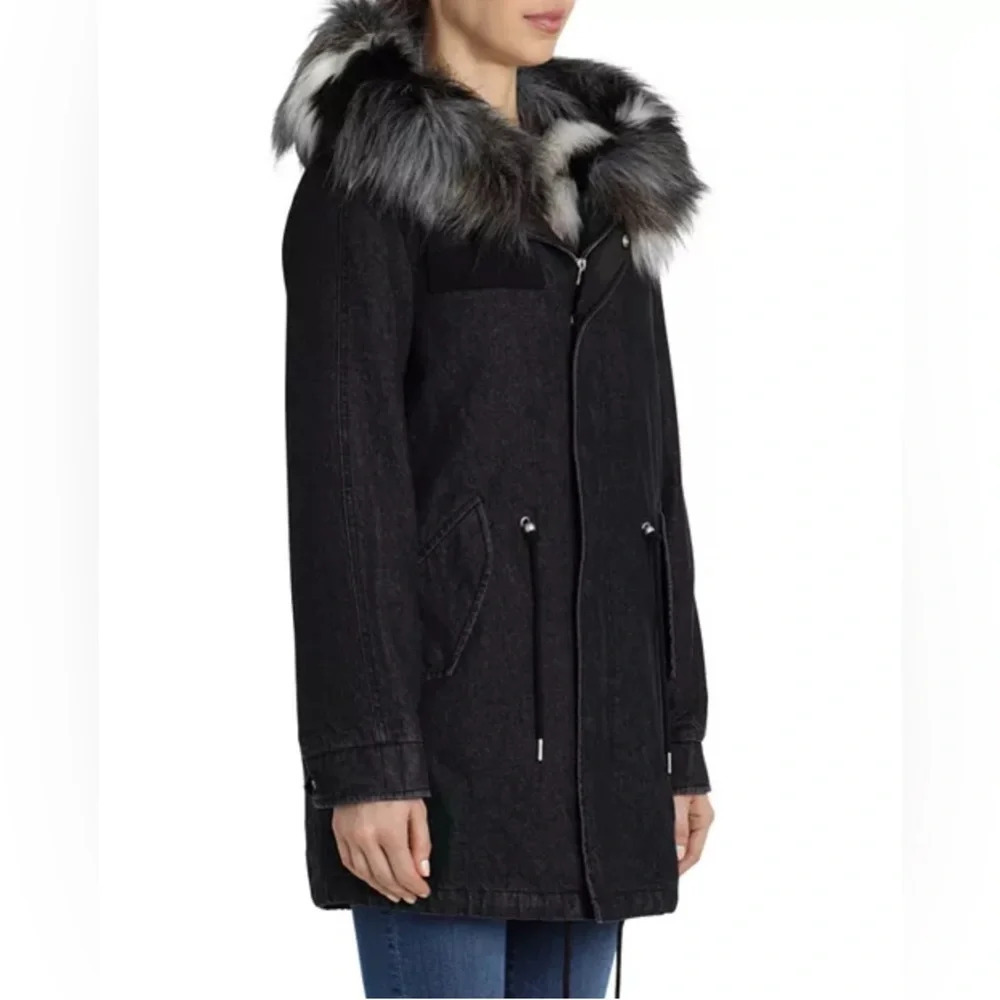 Avec Les Filles Faux Fur Trim Denim Parka - Picture 10 of 10